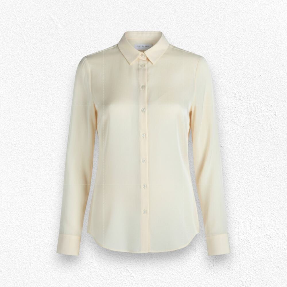 Everlane 100% Silk Button Down Blouse Semi Sheer Peach Pink Minimalist Size 0